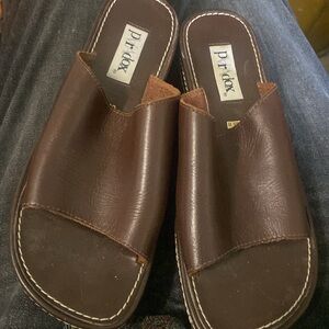PARADOX PALIO Brown Leather Slide Sandals, Made In Brazil Sz 72/10US